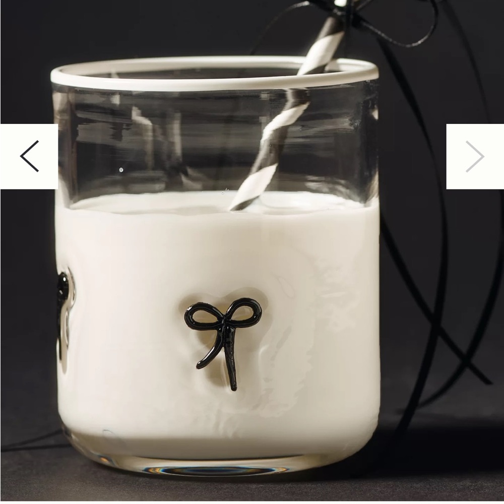 Anthropologie Black Bow Icon Glass NWT